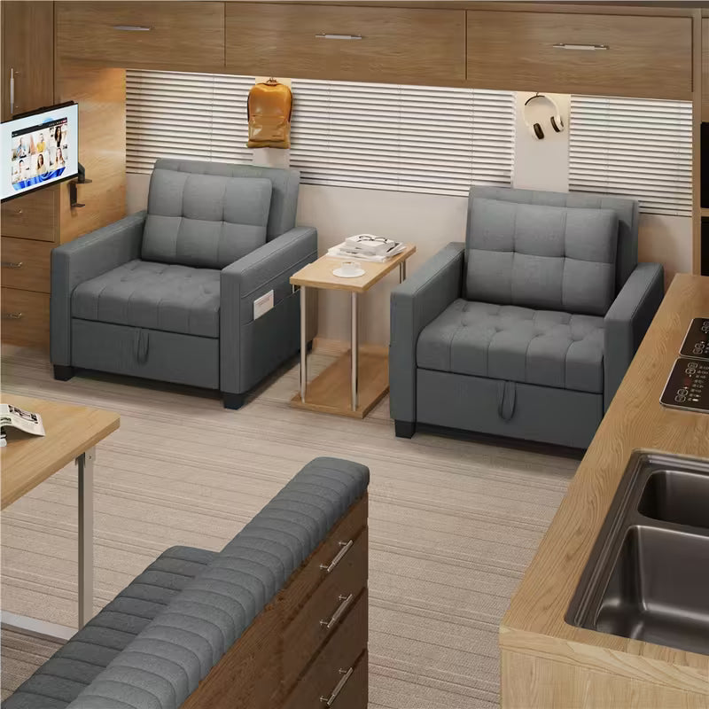 Costoffs Sofá-cama dobrável 2 em 1 com poltrona extensível 