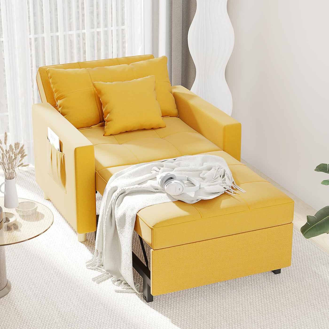 Costoffs Sofá-cama dobrável 2 em 1 com poltrona extensível 