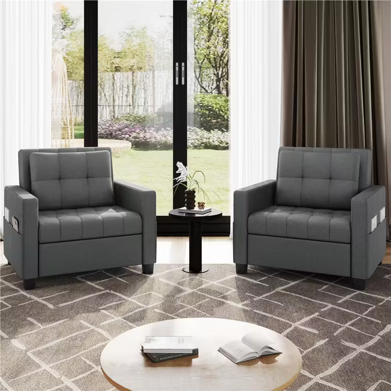 Costoffs Sofá-cama dobrável 2 em 1 com poltrona extensível 
