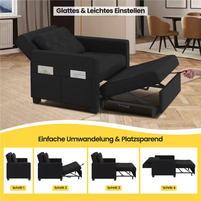 Costoffs Sofá-cama dobrável 2 em 1 com poltrona extensível 